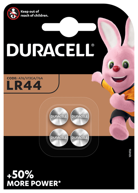 Batterij Duracell knoopcel 4xLR44 alkaline Ø11,6mm afbeelding