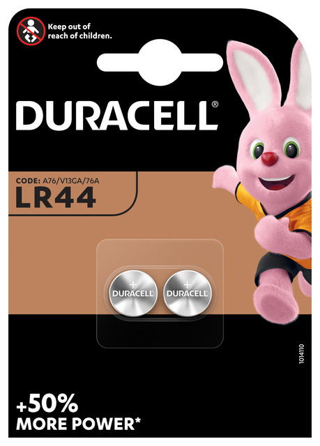 Batterij Duracell knoopcel 2xLR44 alkaline Ø11,6mm 2 stuks afbeelding