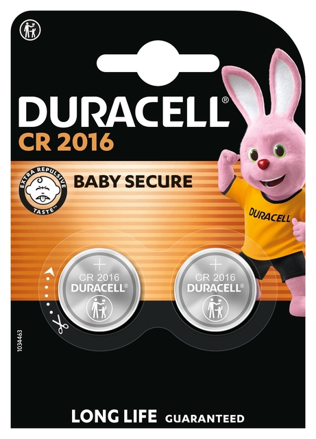 Batterij Duracell knoopcel 2xCR2016 lithium Ø20mm 3V-90mAh afbeelding