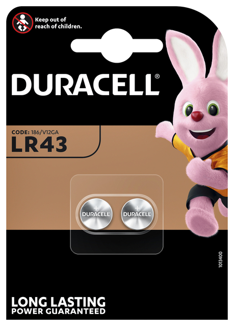 Batterij Duracell knoopcel 2xLR43 alkaline Ø11,6mm 2 stuks afbeelding