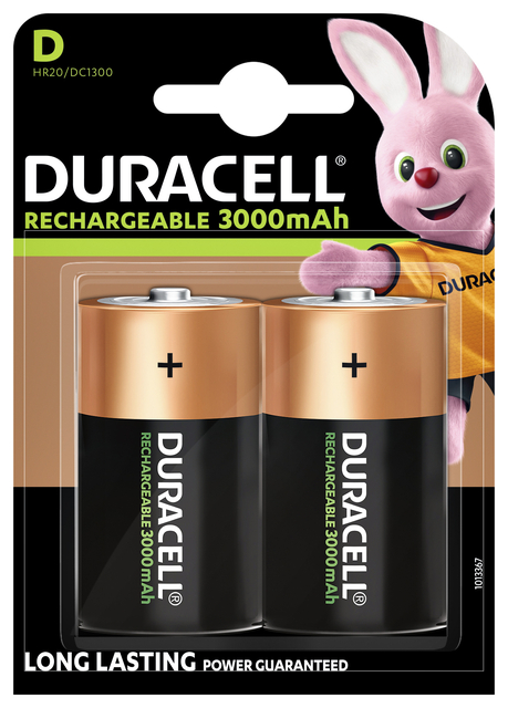 Batterij oplaadbaar Duracell 2xD 3000mAh Plus afbeelding