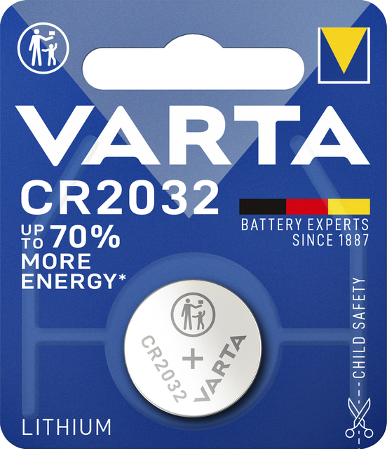 Batterij Varta knoopcel CR2032 lithium blister à 1stuk afbeelding