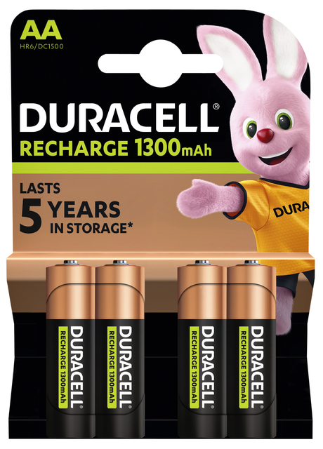 Batterij oplaadbaar Duracell 4x AA 1300mAh Plus afbeelding 1