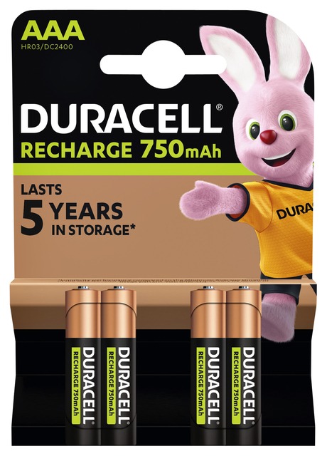 Batterij oplaadbaar Duracell 4xAAA 750mAh Plus afbeelding