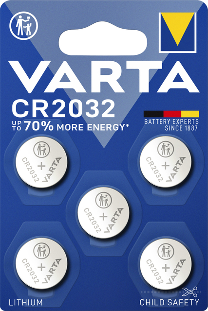 Batterij Varta knoopcel CR2032 lithium blister à 5stuk afbeelding