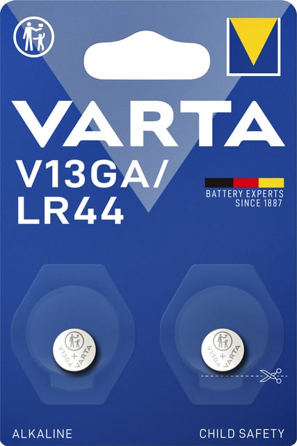 Batterij Varta knoopcel V13GA alkaline blister à 2stuk afbeelding