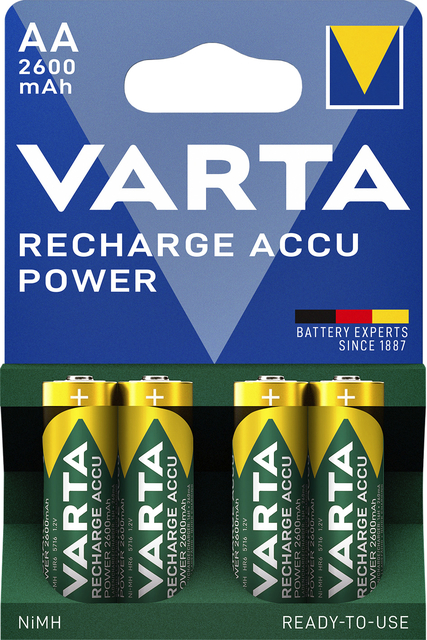 Batterij oplaadbaar Varta 4xAA 2600mAh ready2use afbeelding