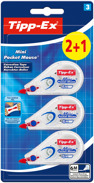 Correctieroller Tipp-ex mini pocket mouse 5mmx6m blister 2+1 gratis afbeelding