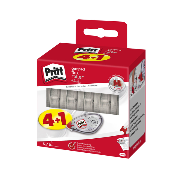 Correctieroller Pritt Compact Flex 4.2mmx10m valuepack à 4+1 gratis afbeelding
