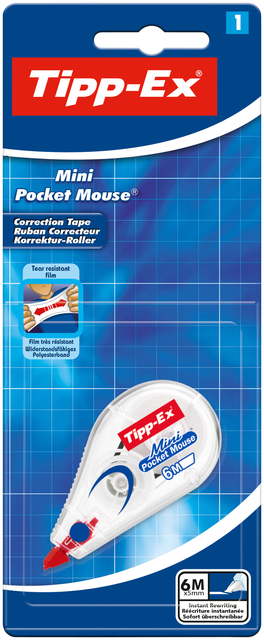 Correctieroller Tipp-ex mini pocket mouse 5mmx6m blister à 1 stuk afbeelding