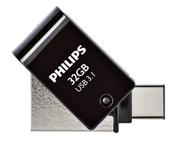 USB stick 3.1 Philips 2in1 USB-A 32GB zwart afbeelding 1