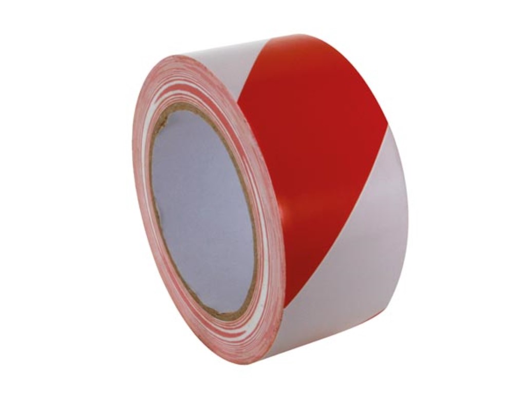 MARKEERTAPE - 50 mm x 33 m - ROOD/WIT afbeelding