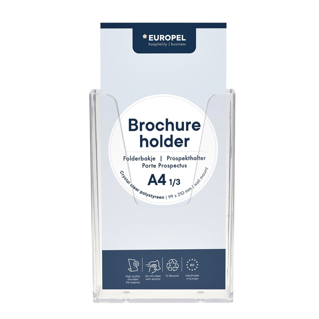 Folderhouder Europel wand 1/3 A4 transparant afbeelding