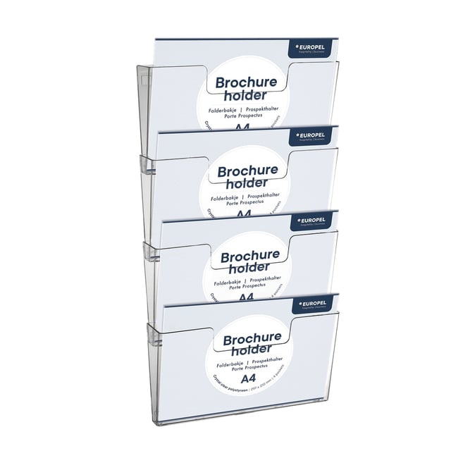 Folderhouder Europel 4x A4 wand liggend koppelbaar transparant 4 stuks afbeelding