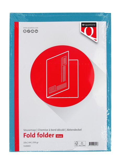 Vouwmap Quantore A4 ongelijke zijde 320gr blauw — Foto 2 van 2