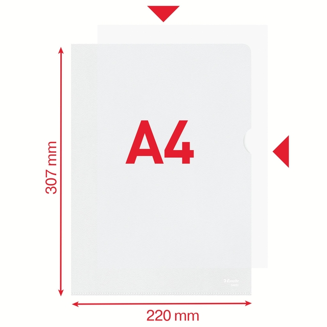 Insteekmap L-model Esselte standaard copy safe PP A4 transparant 100 stuks — Foto 2 van 2