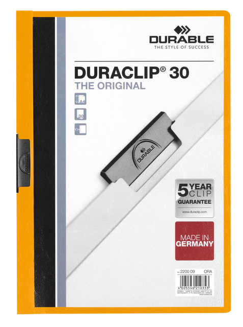 Klemmap Durable Duraclip A4 3mm 30 vellen oranje afbeelding