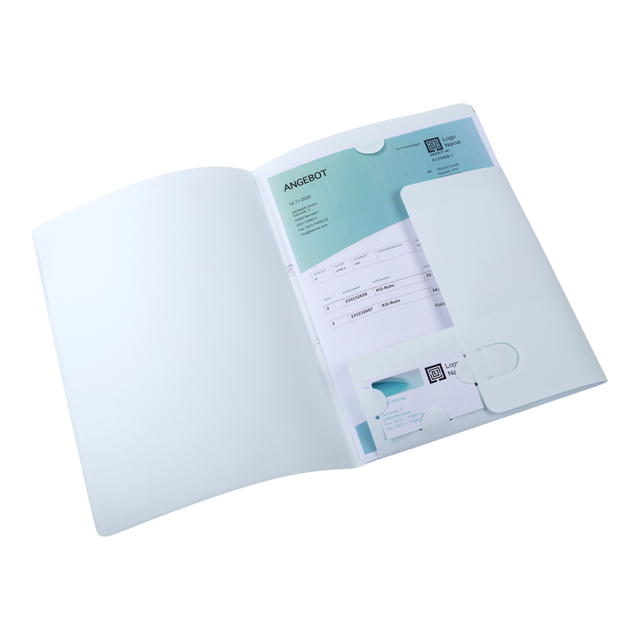 Offertemap Oxford A4 met insteektas 2 kleppen 0.5mm PP wit — Foto 2 van 2