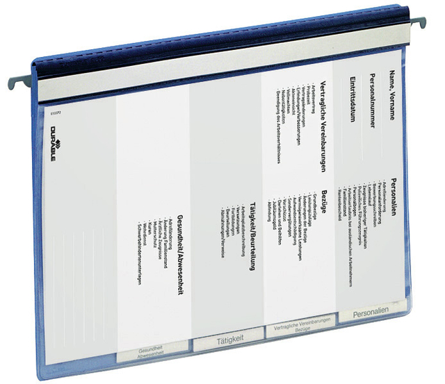 Personeelsmap Durable 5 vakken + hangrail blauw afbeelding