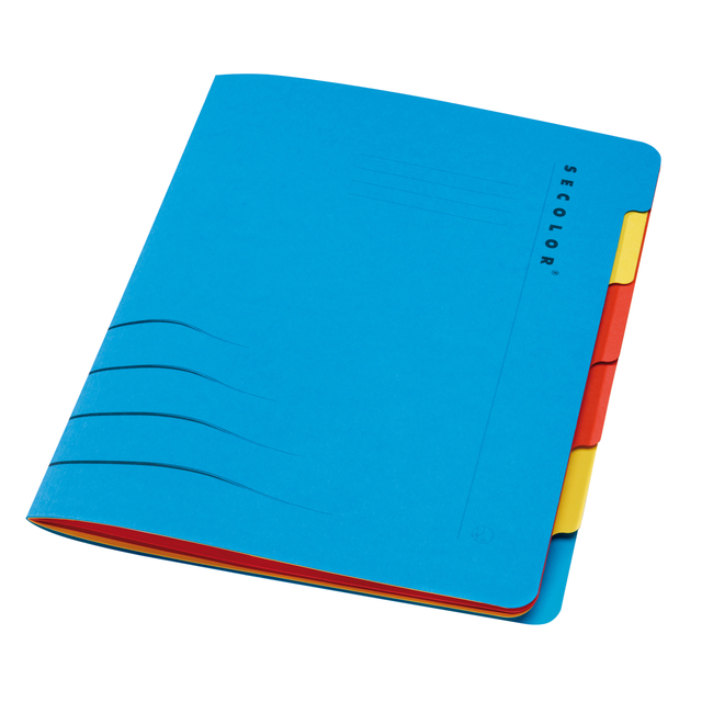 Sorteermap Secolor sixtab 6 tabbladen 100% gerecycled karton 250 gr blauw