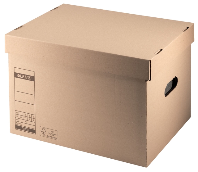 Archief- en transportdoos met deksel Leitz Premium 335x280x440mm natuurbruin afbeelding