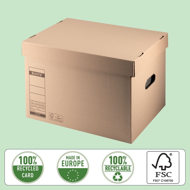Archief- en transportdoos met deksel Leitz Premium 335x280x440mm natuurbruin — Foto 2 van 2