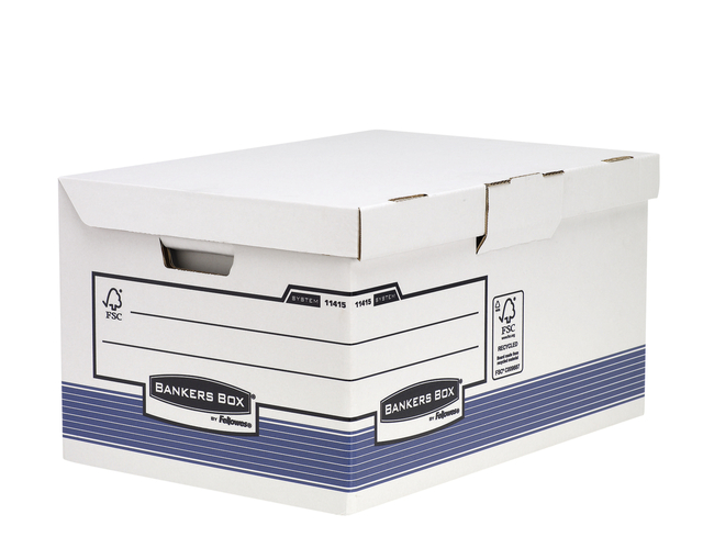 Archiefdoos Bankers Box System fold flip top maxi wit blauw afbeelding