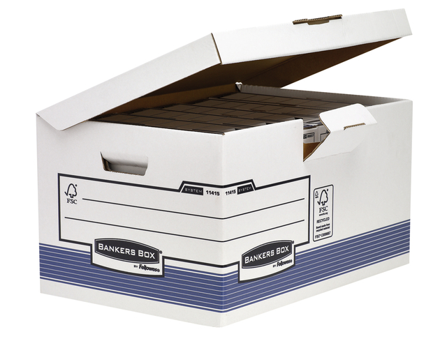 Archiefdoos Bankers Box System fold flip top maxi wit blauw — Foto 2 van 2