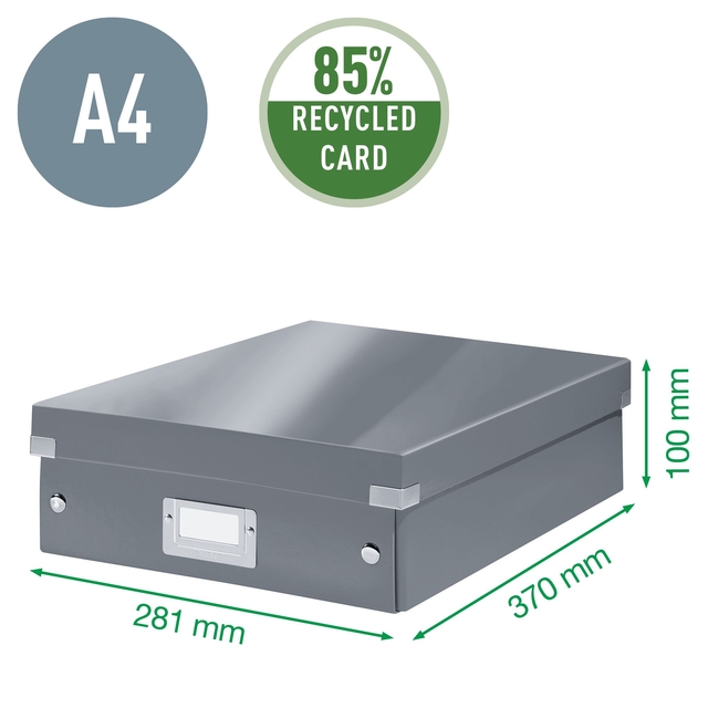 Opbergdoos Leitz Wow Click & Store organiser 280x100x370mm middelgroot zwart — Foto 2 van 2