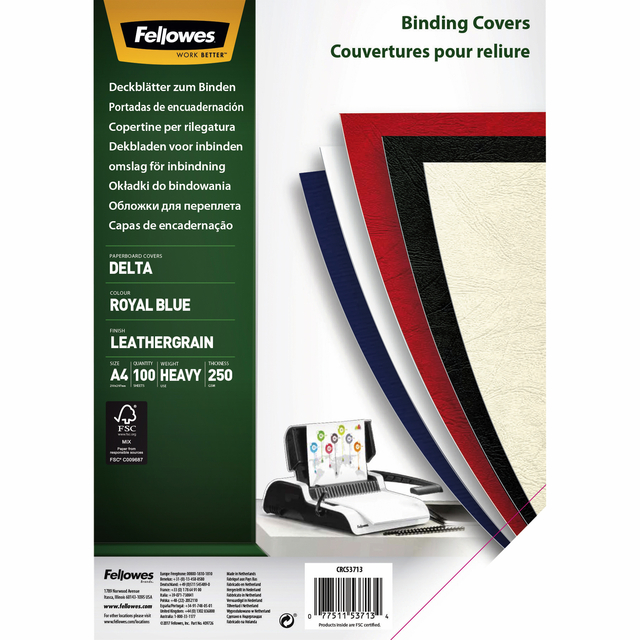Voorblad Fellowes A4 lederlook royal blauw 100 stuks afbeelding