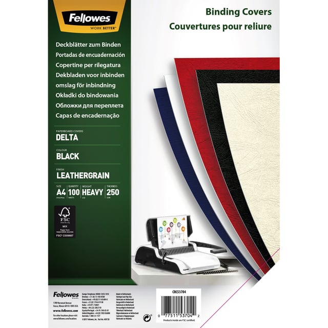 Voorblad Fellowes A4 lederlook zwart 100 stuks afbeelding