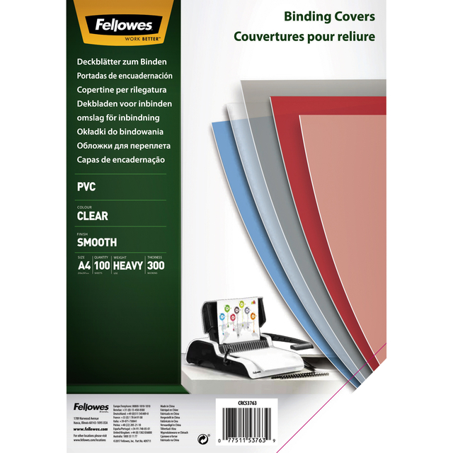 Voorblad Fellowes A4 PVC 300micron 100 stuks afbeelding