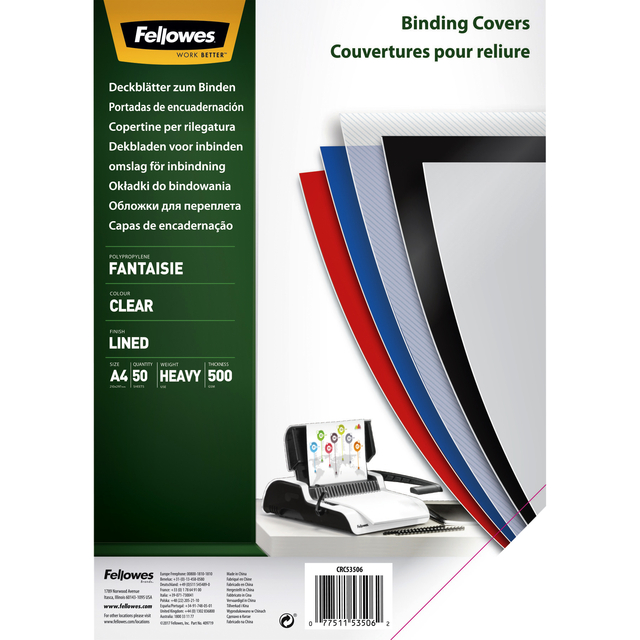 Voorblad Fellowes A4 PP 500micron transparant lijnen 50 stuks afbeelding