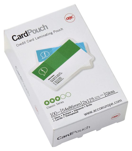 Lamineerhoes GBC creditcard 54x86mm 2x125micron 100 stuks afbeelding