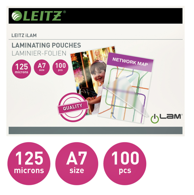 Lamineerhoes Leitz iLAM A7 2x125micron EVA 100 stuks — Foto 2 van 2