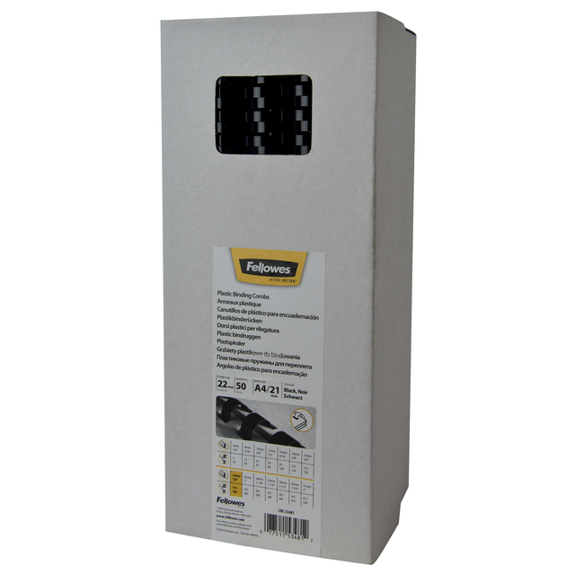 Bindrug Fellowes 22mm 21rings A4 zwart 50 stuks afbeelding