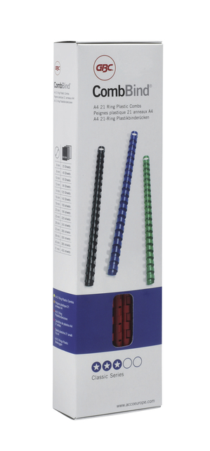 Bindrug GBC 16mm 21rings A4 zwart 100 stuks afbeelding