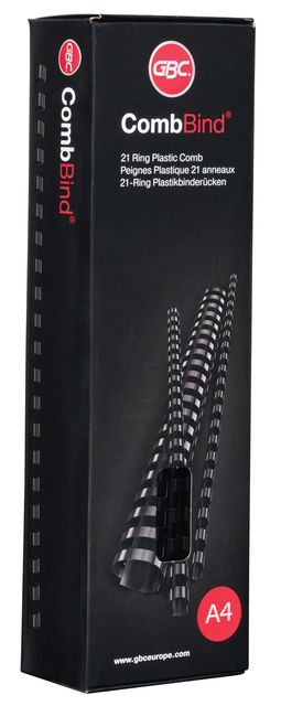 Bindrug GBC 8mm 21rings A4 rood 100 stuks