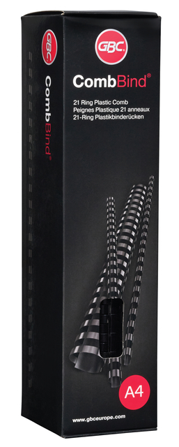 Bindrug GBC 10mm 21rings A4 rood 100 stuks