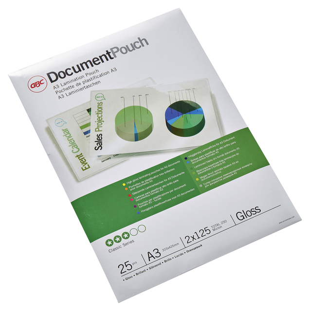 Lamineerhoes GBC A3 2x125micron document 25 stuks afbeelding
