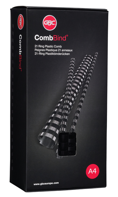 Bindrug GBC 12mm 21rings A4 zwart 100 stuks