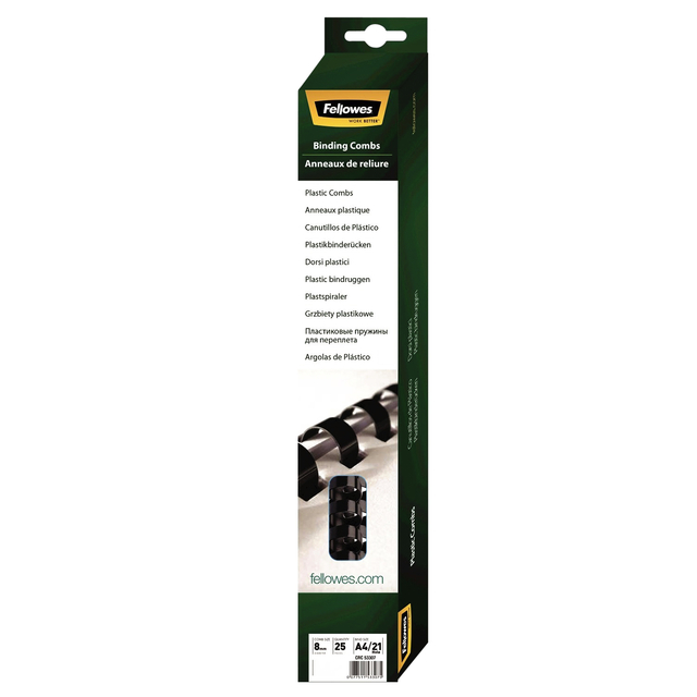 Bindrug Fellowes 8mm 21rings A4 wit 25 stuks afbeelding