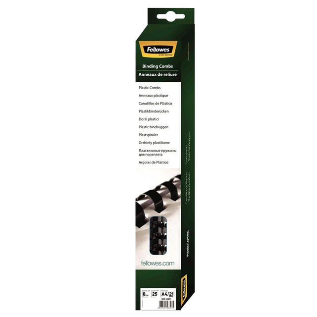 Bindrug Fellowes 8mm 21rings A4 zwart 25 stuks afbeelding
