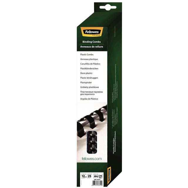 Bindrug Fellowes 12mm 21rings A4 zwart 25 stuks afbeelding