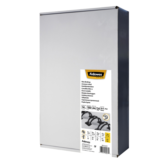 Draadrug Fellowes 14mm 34-rings A4 zwart 100 stuks afbeelding