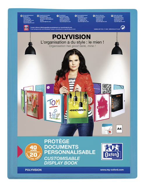 Showalbum Oxford Polyvision A4 20-tassen PP blauw afbeelding