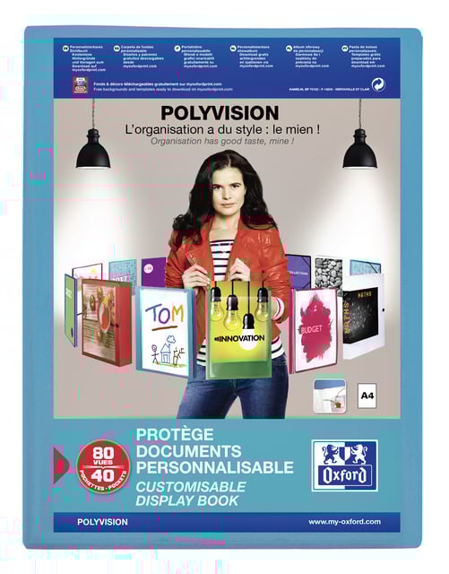 Showalbum Oxford Polyvision A4 40-tassen PP blauw afbeelding