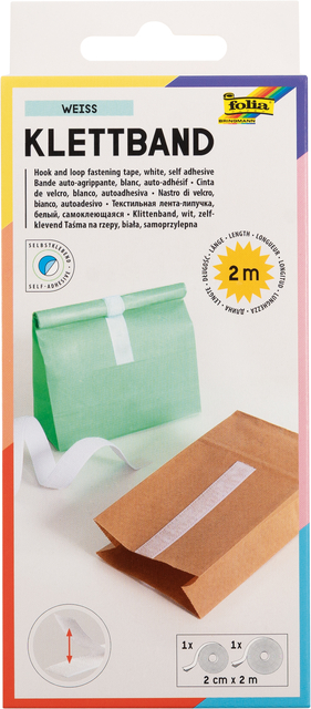 Klittenband Folia 20mmx2m wit 2 rollen afbeelding