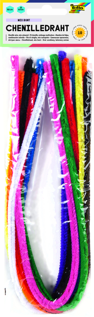 Chenilledraad Folia 50cm 8mm doorsnede 10 stuks assorti afbeelding