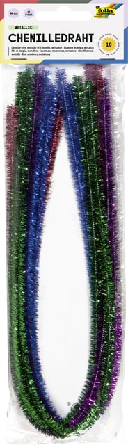 Chenilledraad Folia 50cm 8mm doorsnede 10 stuks metalic assorti afbeelding